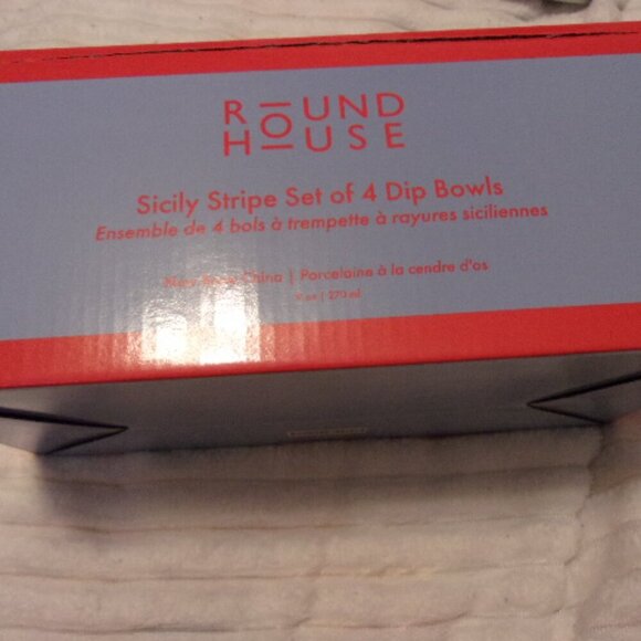 In the Roundhouse Sicily Stripe Dip Bowls Set of 4, Light Blue China - Picture 4 of 4